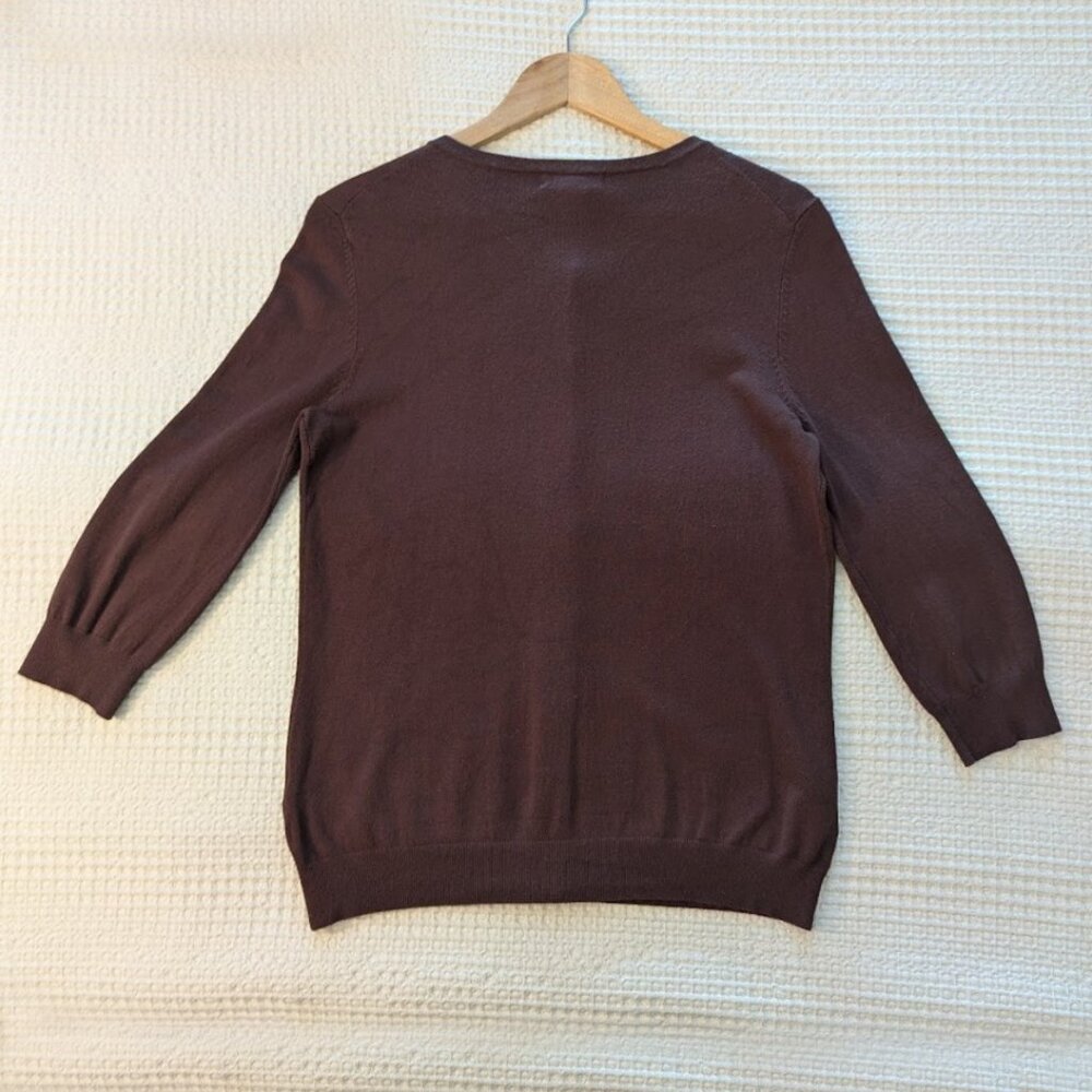 Viscose Knit Cardigan Chocolate Brown Size M - Picture 7 of 10